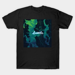 Seattle Map Gradient Script T-Shirt